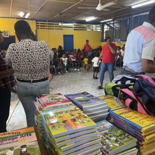 Workbooks and text books at the Back-to-School Drive
