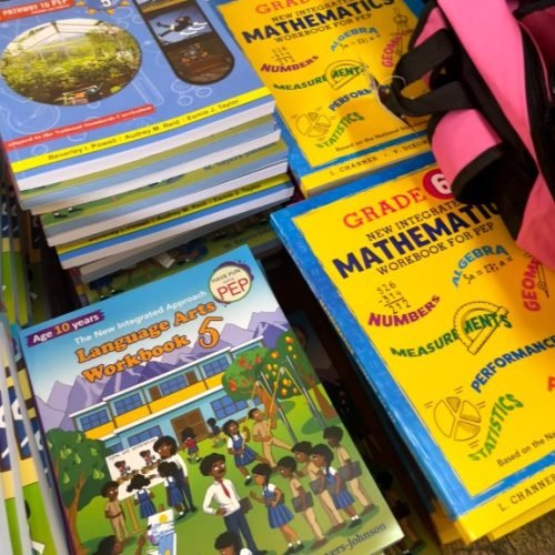 Workbooks and text books at the Back-to-School Drive